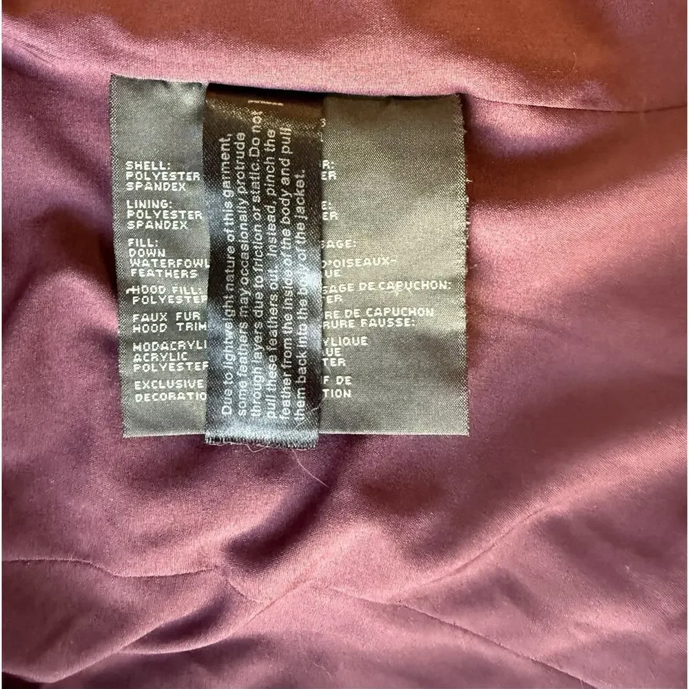 Marc New York‎ Andrew Marc Quilted Hooded Fur Down Coat Purple Women's M